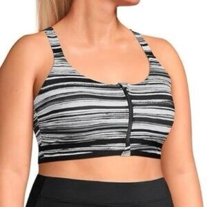 Lands End Chlorine Resistant Zip Front Swim Top  Adjustable Strap Plus Size 22W